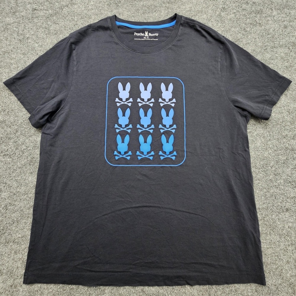 Psycho Bunny Shirt Mens 2XL Navy Blue Pima Cotton‎ Bunny Skull Graphic Logo Tee